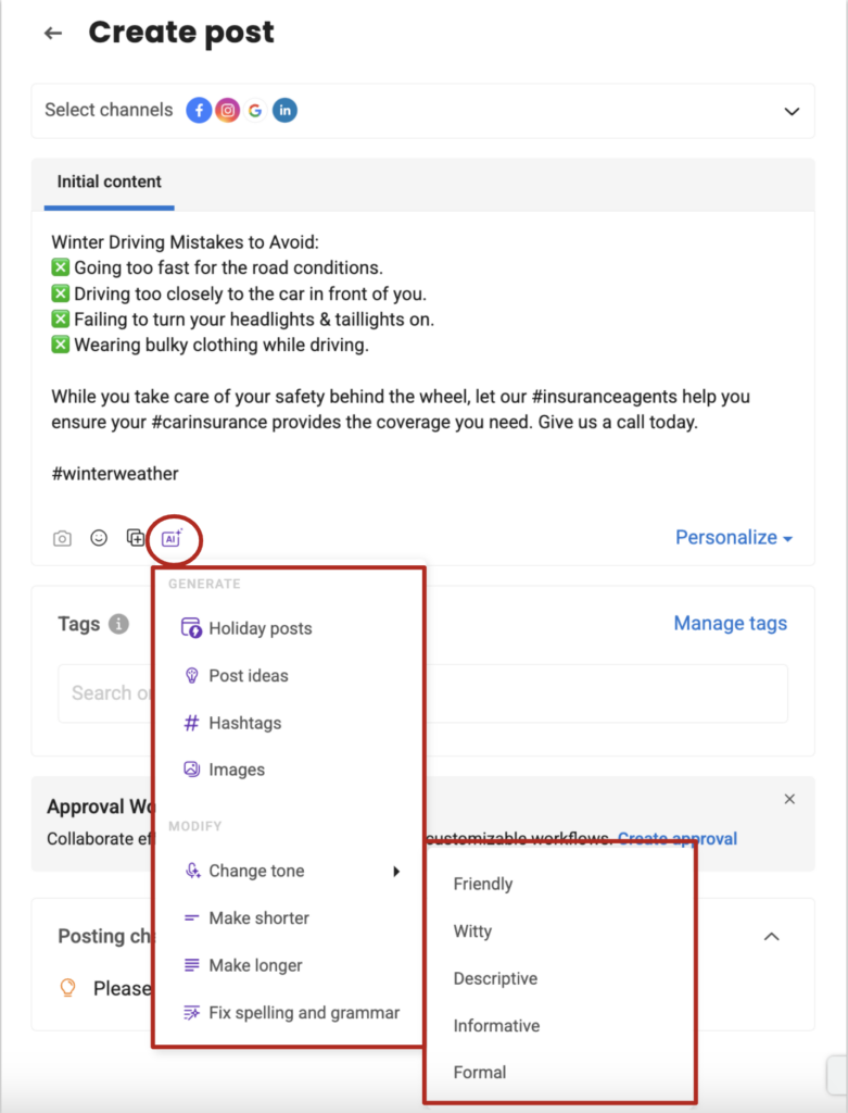 AI Functionality within BrightFire's New Social Media Dashboard